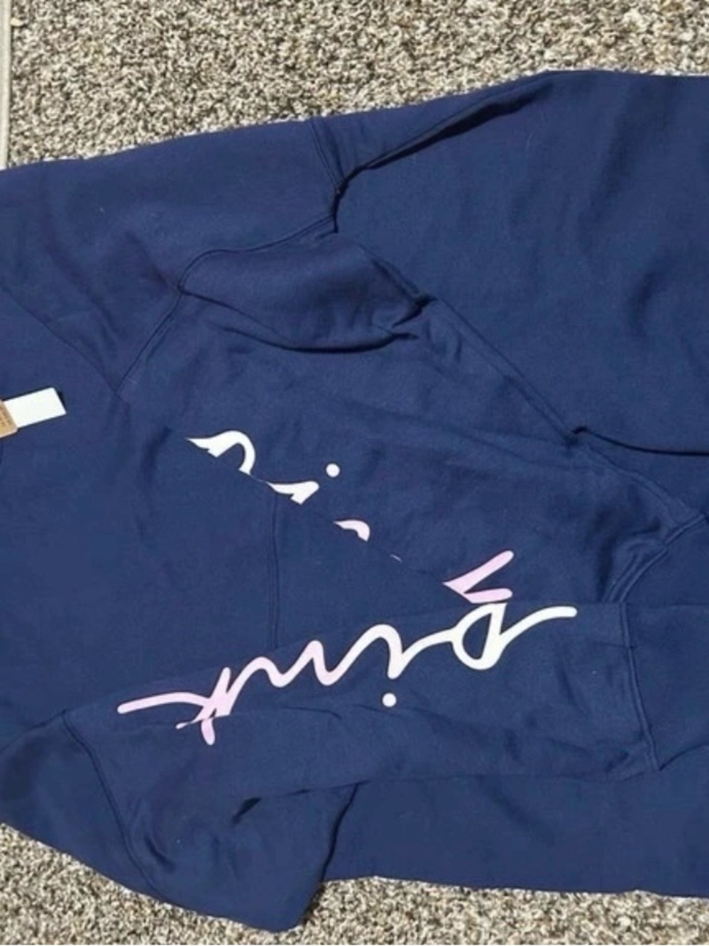 PINK Victoria's Secret Navy Crewneck with Pink Script Logo